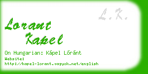 lorant kapel business card